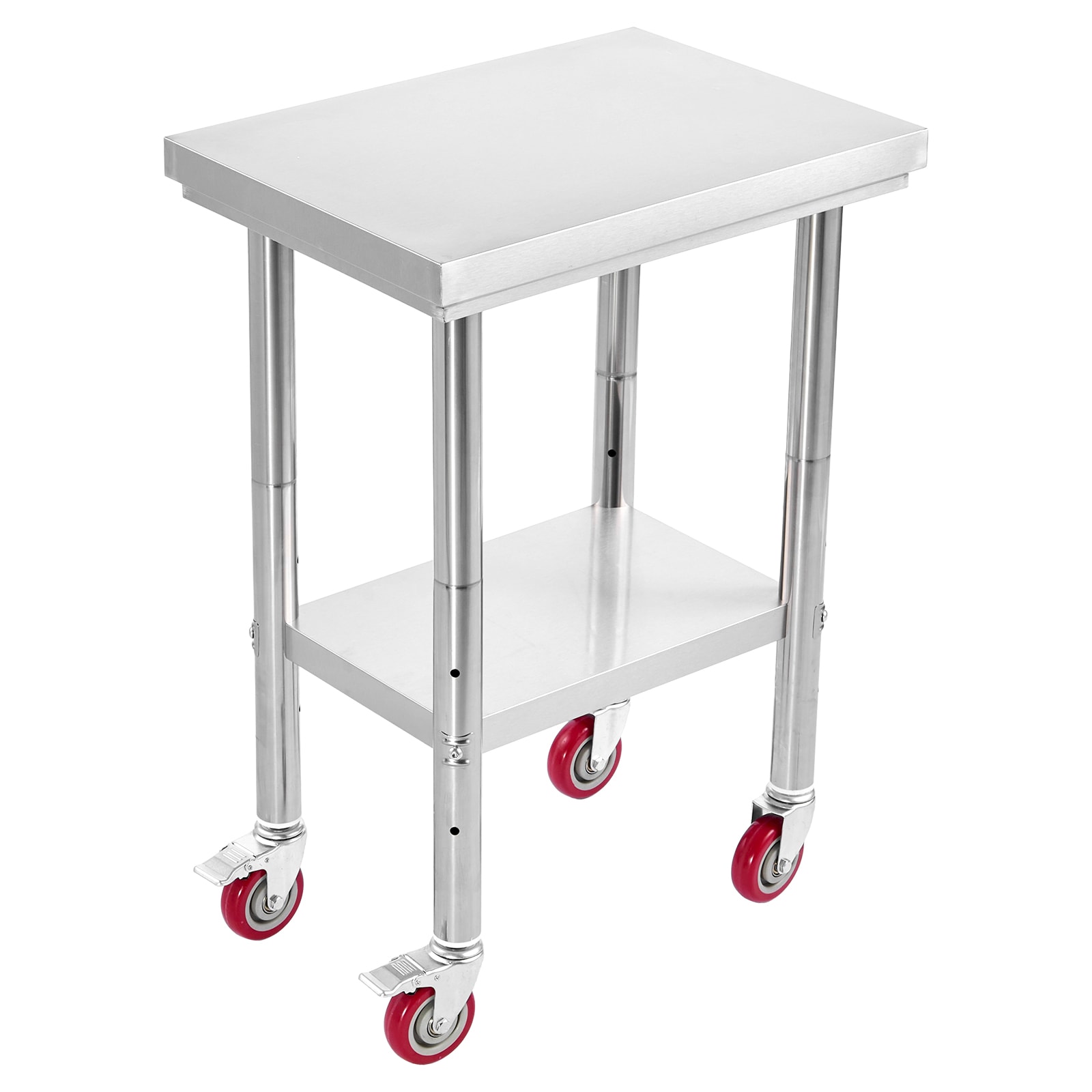 Stainless Steel Kitchen Prep Table With Wheels And Undershelf_voghion.com
